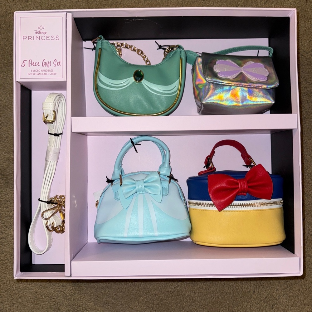 Disney Princess 5 pc mini bag purse set interchangeable adjustable strap VIRAL